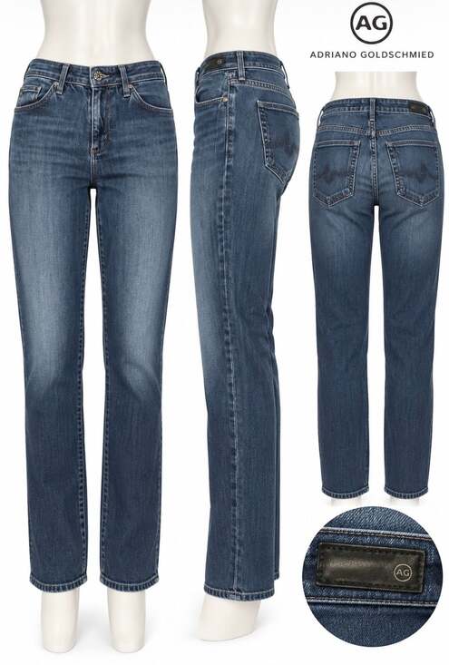 AG Adriano Goldschmied Denim - AG Adriano Goldschmied The Prima Size 27R Blue Mid-Rise Cigarette Jeans
